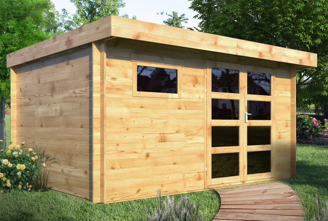 Abri de jardin bois toit plat 9 m² Ep. 28 mm Paco - Gamm vert